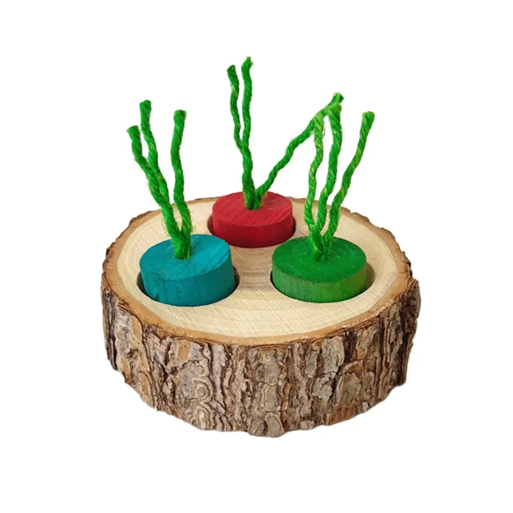 Juguete de madera redondo para masticar loros, suministros educativos para pájaros pequeños, loros, hámsteres, conejos, juguetes para masticar y buscar comida._voghion.com