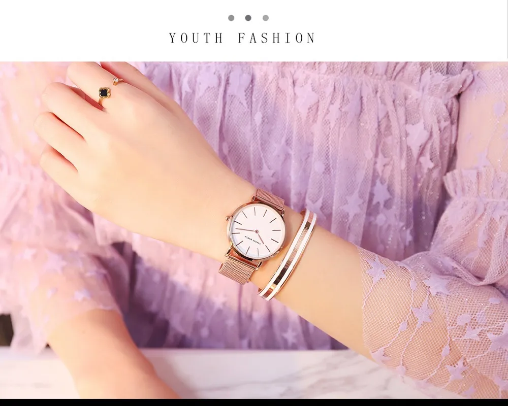 Montres pour femmes, mouvement japonais, chaîne en acier, étanche, légère, de luxe, style minimaliste, ceinture en maille d'acier, montre fine_voghion.com