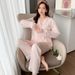 Pajamas Women's Thin Ice Silk Long Sleeve Two-piece Set Small Fresh Satin Chiffon Loungewear Casual_voghion.com