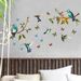 Zweige, Spatzen, Schmetterlinge tanzen, PVC mattiert JS-N individuelle Fenster Wohnzimmer selbstklebende Wandaufkleber_voghion.com