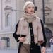 Original design senior love print ladies mid-length warm autumn and winter scarf Commuter scarf_voghion.com