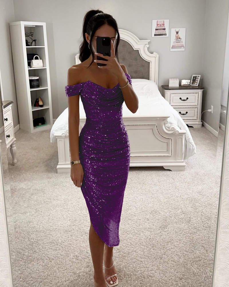 Women's Clothing spring and autumn new sequin dress casual fashion party zipper women's dress_voghion.com