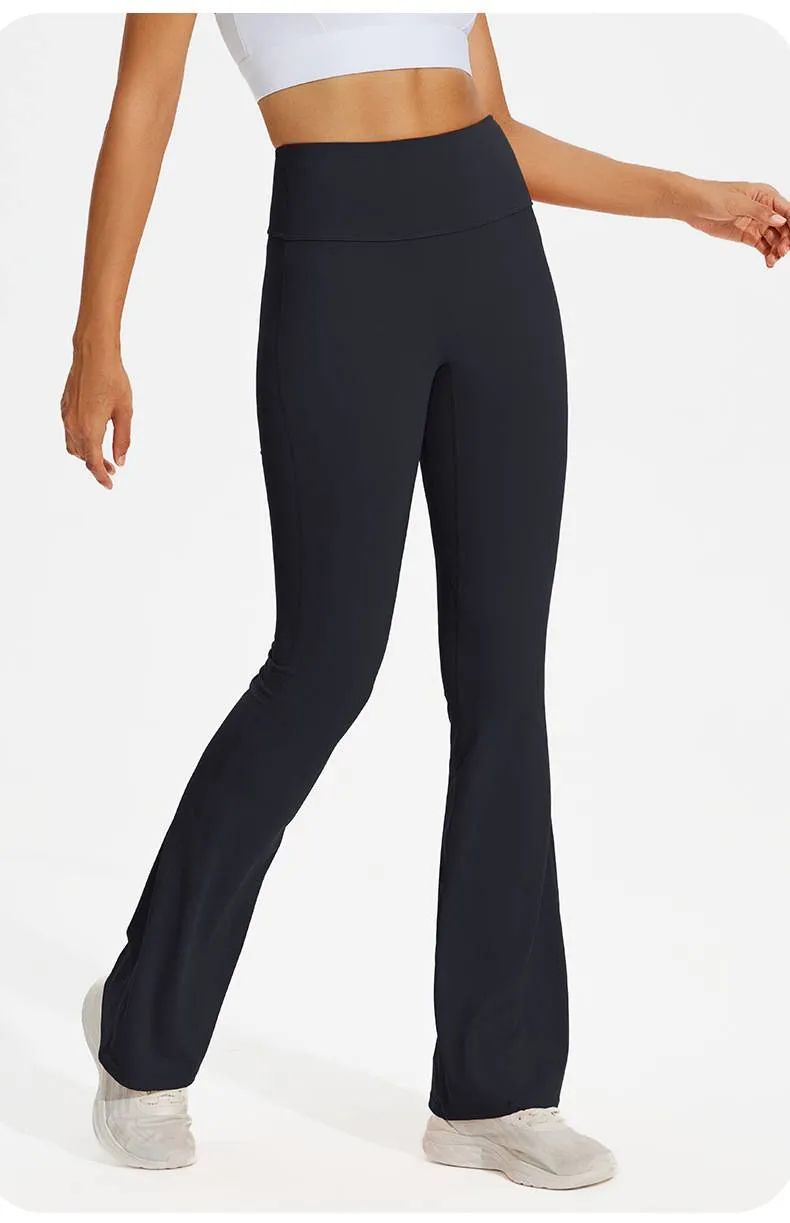 NOKO Sports 7A Antibacterial Wide-leg Tights Nude Hip-lifting Yoga Flared Pants Women's Dance High-waisted Flared Casual Sports Pants_voghion.com