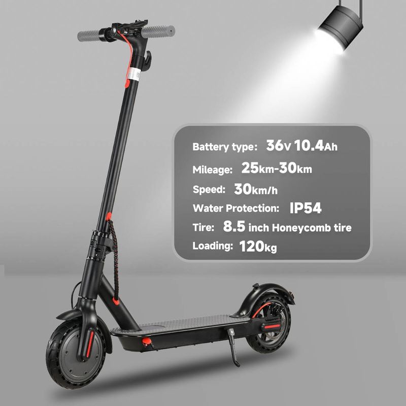 Patinete eléctrico para adultos, neumáticos de 8,5", 30 km/h, motor de 350 W, autonomía de 25 a 30 km, plegable con aplicación_voghion.com