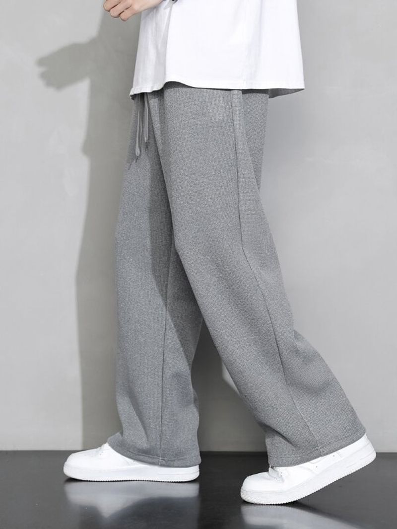 Fashion Classic Men's Straight Trousers, Waffle Fabric, Comfortable And Breathable, Low-key Classic Neutral Color, Simple Style_voghion.com