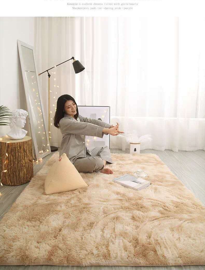 A46Silk And Wool Tie-dyed Carpet Consignment Wholesale, Plush Living Room And Bedroom, Popular Bedside Blanket, Floor Mat, Home Use（Size: 80*200cm）_voghion.com