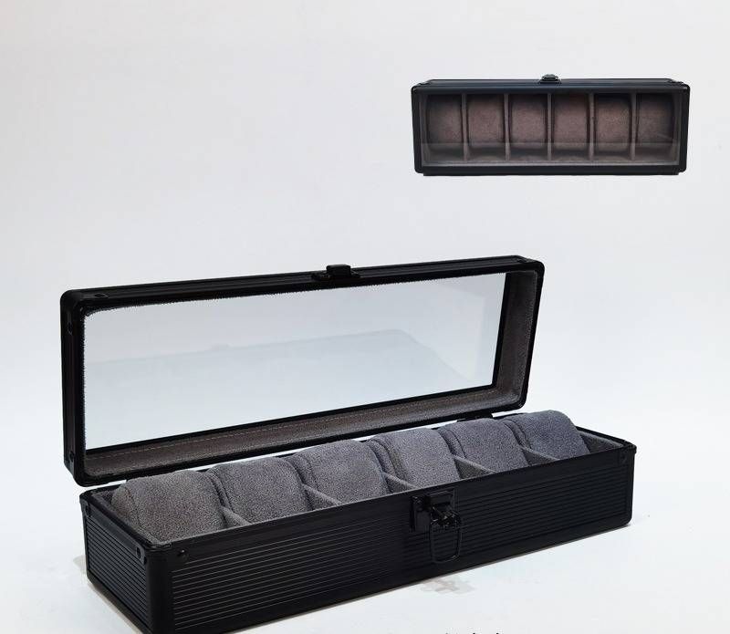Hochwertige Uhrenbox aus Aluminiumlegierung mit Sichtfenster – Luxuriöses Uhren-Etui mit 24 Fächern, doppelter Öffnung, Innenausstattung aus grünem Samt_voghion.com