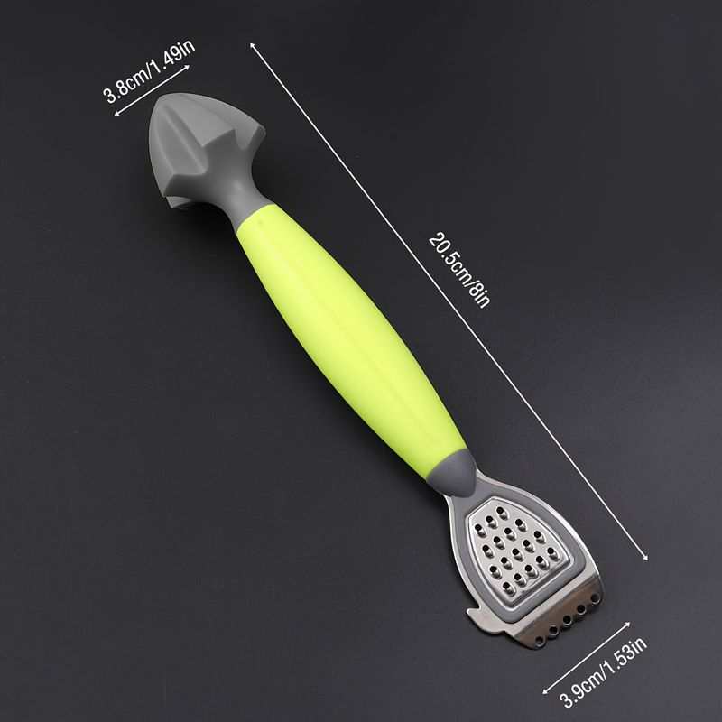 Multifunctional Lemon Zester & Juicer With Stainless Steel Blade | Green Handle Ergonomic Design | Durable Grater For Citrus Fruits Kitchen Tool_voghion.com
