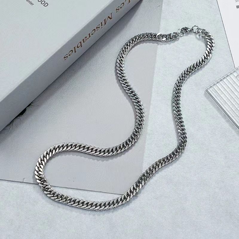 Cuban Upgraded Necklace For Men Hip Hop Style Unisex Collarbone Men's Trendy Brand Versatile Titanium Steel Chain_voghion.com