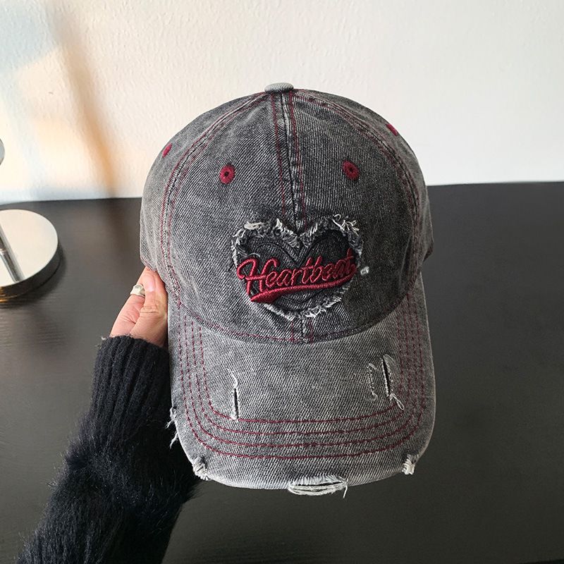 washed Denim Women's Baseball Cap, Embossed Wide-brimmed Duck Tongue Cap, Large Head Circumference, 2025 Spring And Summer New_voghion.com
