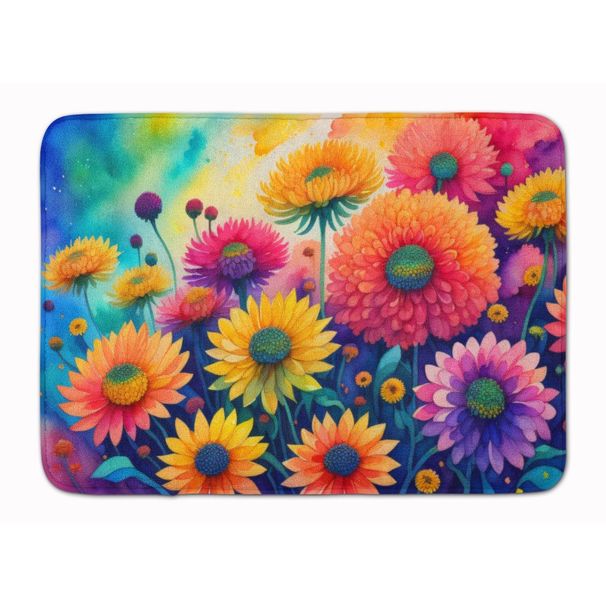 Tappetino da cucina con cuscino, motivo crisantemi, per il bagno in lavatrice, in memory foam o in schiuma, lavabile, antifatica, comfort_voghion.com