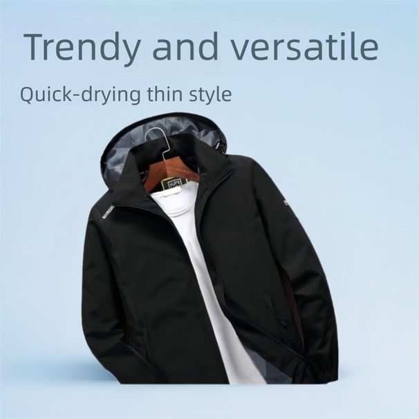 Extra Large Trendy Versatile Casual Plus Size Men's Spring Thin Detachable Hood Jacket_voghion.com