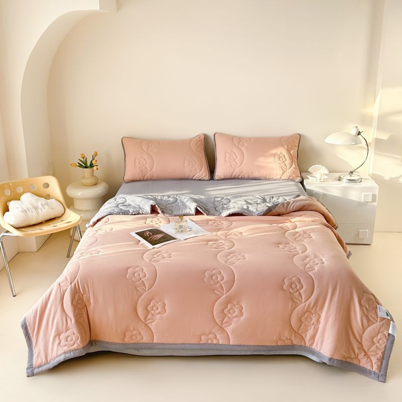 Luxury Soft Knitted Cotton Quilt Lightweight Summer Blanket For Air Conditioning With Solid Color Design_voghion.com