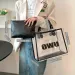 Borsa tote trasparente nera satinata con tasca interna, grande capacità, borsa da spiaggia casual alla moda con stampa di lettere_voghion.com