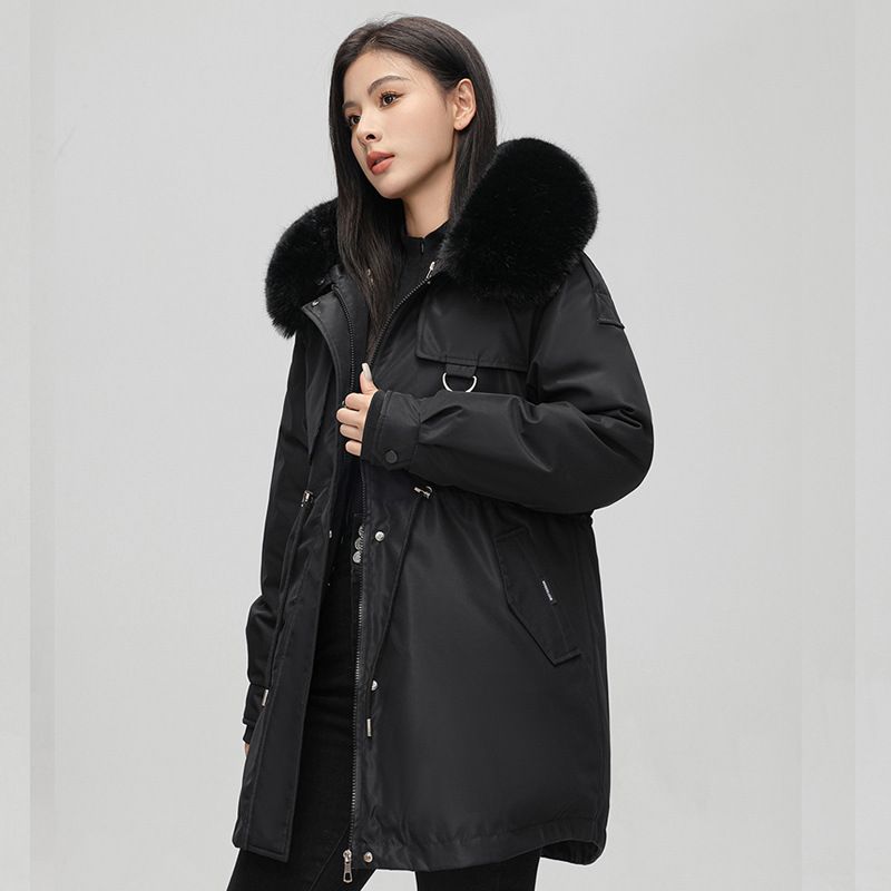 Damenbekleidung Dreiteilige Steppparka-Demontage Damen mittellang und lang 2024 Winter Neue Taille Slim Fit Baumwollmantel_voghion.com