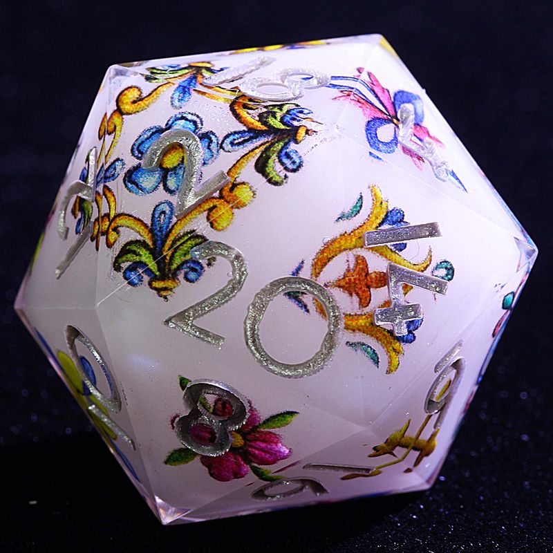 9 Polyhedral Resin Dice Set DD Flower Sigil Oracle For Dungeons Dragons RPG_voghion.com