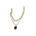 Double Heart-shaped Black Pendant For Girls With Modern Temperament, Layered Sweater Chain Lock, Bone Chain, Fashionable_voghion.com