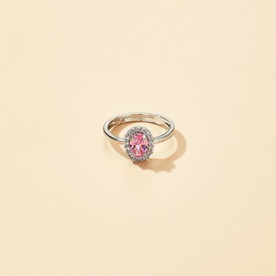 Simulated Pink Tourmaline For Women Live New Elegant Colorful Diamond Oval Zircon Ring_voghion.com