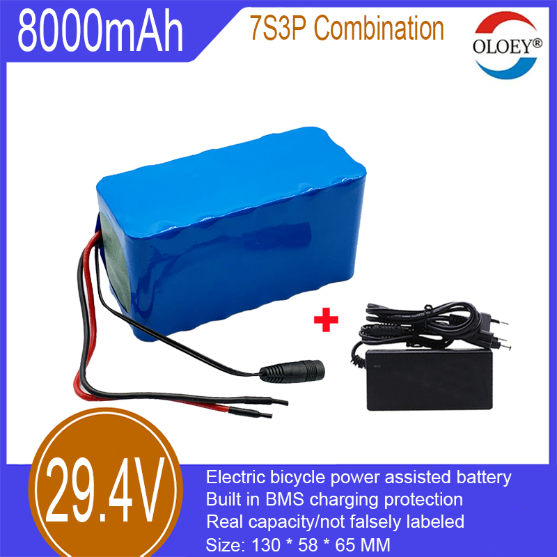 Acumulator litiu-ion de 29,4 V, 7S3P, 8000 mAh, protecție la încărcare BMS încorporată, utilizat pentru biciclete electrice, biciclete cu răsucire, biciclete de echilibru etc._voghion.com
