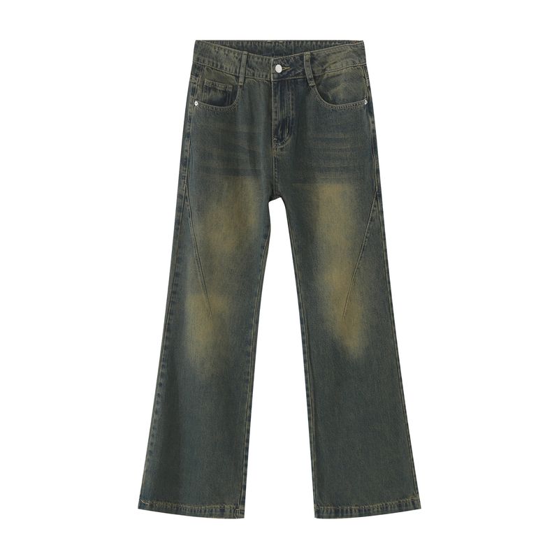 EF JEANS | 2023 New American Retro White Slightly Pulled Pants Slim Washed Straight Wide-leg Jeans Men_voghion.com
