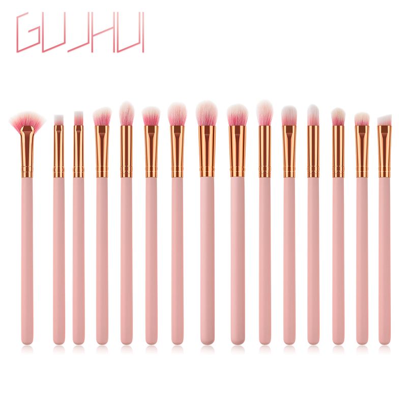 15pcs makeup brushes, makeup tools, eye set, eye shadow brush, small fan-shaped pink gold set GUJHUI_voghion.com