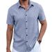 Camicia casual sportiva da uomo a tinta unita con bottoni_voghion.com