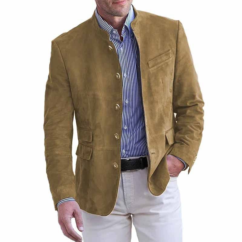Blazer décontracté en daim pour homme, tendance automne-hiver_voghion.com