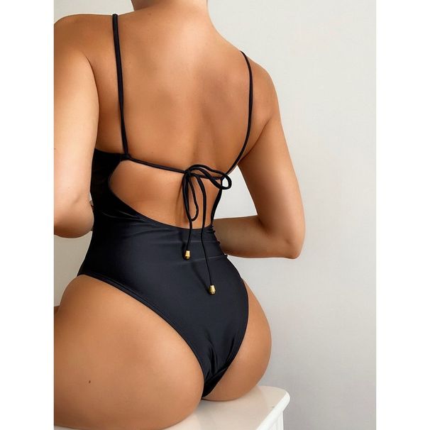 Maillot de bain une pièce Ins Style Bikini couleur unie pour femme B534Q_voghion.com