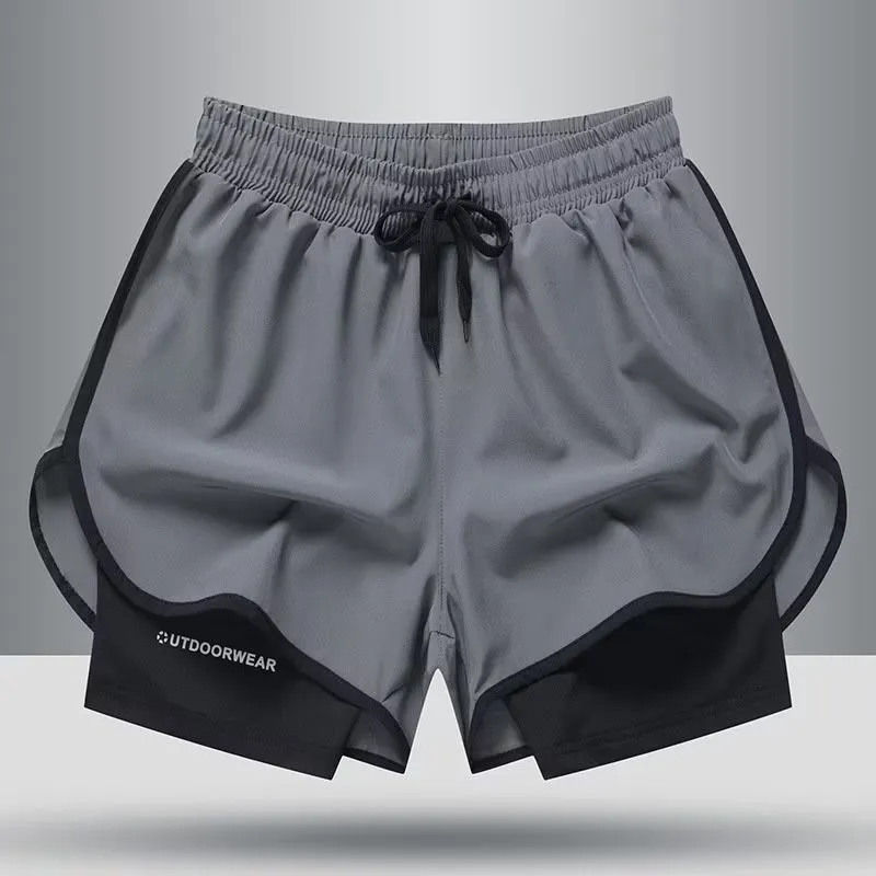 Men's Clothing Running Pants Lined Two Piece Training Anti Exposure Three Point Basketball Casual Shorts_voghion.com