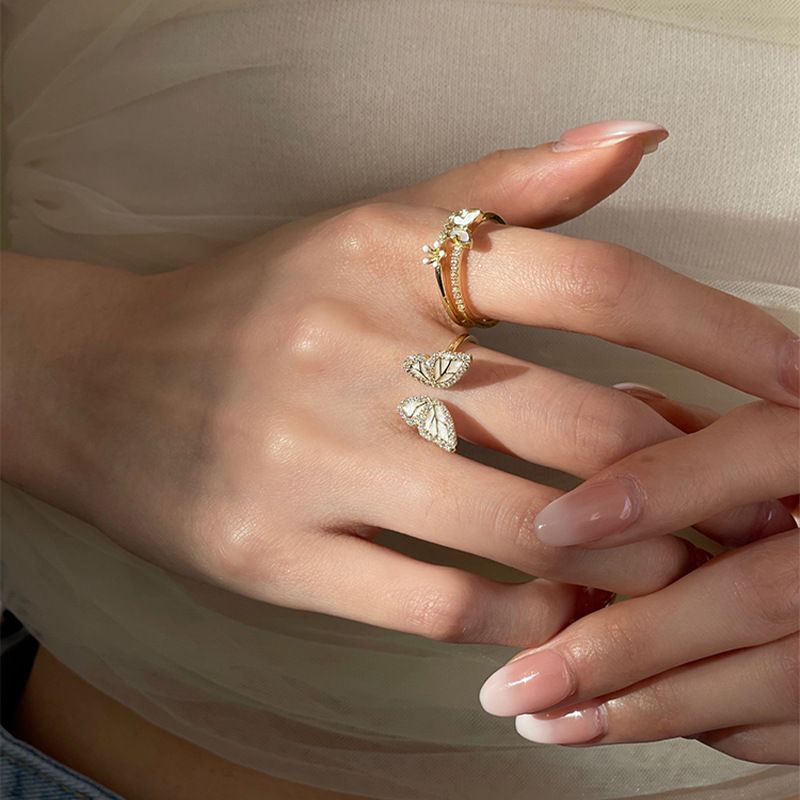 Goudkleurige VENUS vlinder Fritillaria ring voor vrouwenmeisje cadeau volledige kristal dubbele laag Jwlry gestempeld_voghion.com