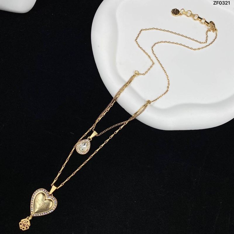 Hot sælgende halskæde Trendy damemode enkelt gavesæt Højkvalitets Love Drops Diamantvedhæng Fin kæde Enkel Luksus Pretty Premium_voghion.com