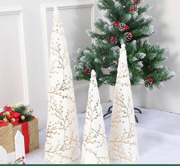 Premium Flocked Snow Christmas Tree Set - Large Tower Shape Holiday Decor For Home, Hotel, Mall & Window Displays_voghion.com