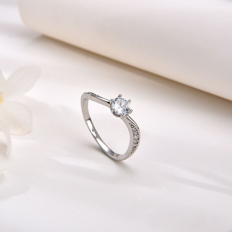 Anel de prata esterlina com zircônia e diamante, mais vendido, para mulheres, moda simples, proposta de casamento para casal_voghion.com