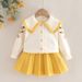 Hot Sale 2025 Autumn And Winter New Products Girls Embroidered Lapel Cardigan Sweater Skirt Suit_voghion.com