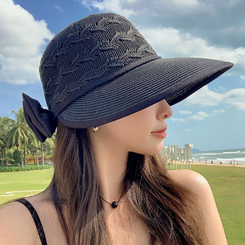 Chapéus de palha populares Novo chapéu de verão para mulheres com proteção UV e chapéu de sol de borda grande Chapéu casual respirável da moda_voghion.com