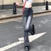 Bell bottom pants 2023 American style new design sense, high waist slimming, elastic straight wide leg mopping jeans for_voghion.com