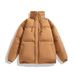 Winter Stand Collar Short Solid Color Coat Thickened Warm Outerwear Men's Cotton Padded Puffer Jacket_voghion.com