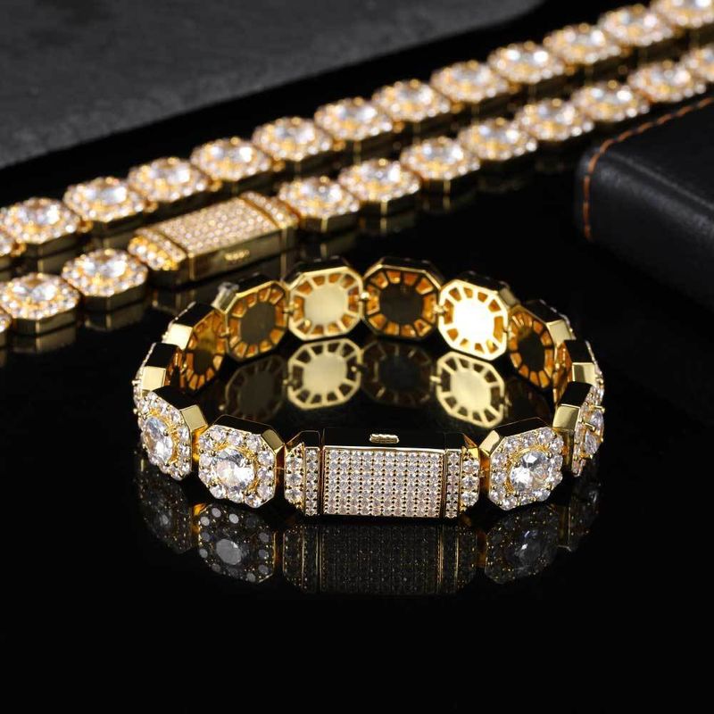 Ehted ja aksessuaarid Vask Tsirkoonium Hip Hop Square Rock Candy kaelakee Isiksuse trend Meeste kaelakee Käevõru Mood Ehted_voghion.com