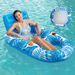 Aufblasbarer Loungesessel mit Blattmuster – 3-in-1-Pool-Schwimmfloß mit Getränkehalter, tragbare Luftmatratze (schnell aufblasend, strapazierfähiges PVC)_voghion.com