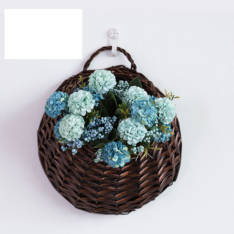 Artificial flower plant wall hanging flower pot flower rack wall decoration flower basket bird's nest blue wall decoration creative hanging ornaments_voghion.com