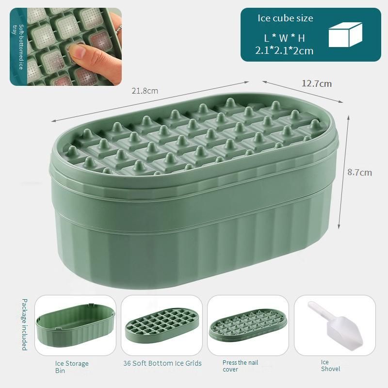 Ice Cube Mold Large Capacity Press Ice Tray Silicone Ice Box Household Ice Storage Box With Lid Frozen Ice Artifact_voghion.com