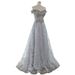 Ein Schulter Grau Abendkleid Spitze Blume Ballkleid Ballkleider_voghion.com