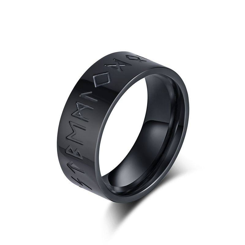 Nordisk Viking Viking tekst titan stålring ring retro sølv nisje personlighet kjønnsløs håndsmykke_voghion.com