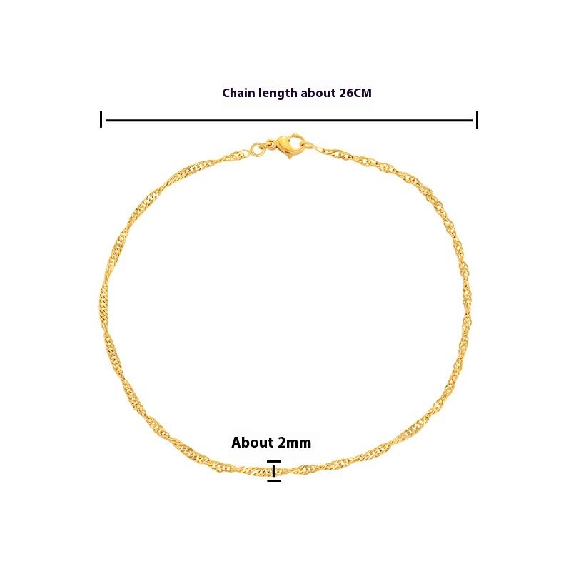 Xuping Jewelry Cross Border Europe and America Simple Water Wave Chain Simple Foot Chain Cold Wind Foot Decoration Network Red Jewelry_voghion.com