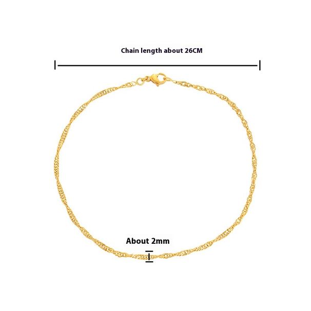 Xuping Jewelry Cross Border Europe and America Simple Water Wave Chain Simple Foot Chain Cold Wind Foot Decoration Network Red Jewelry_voghion.com
