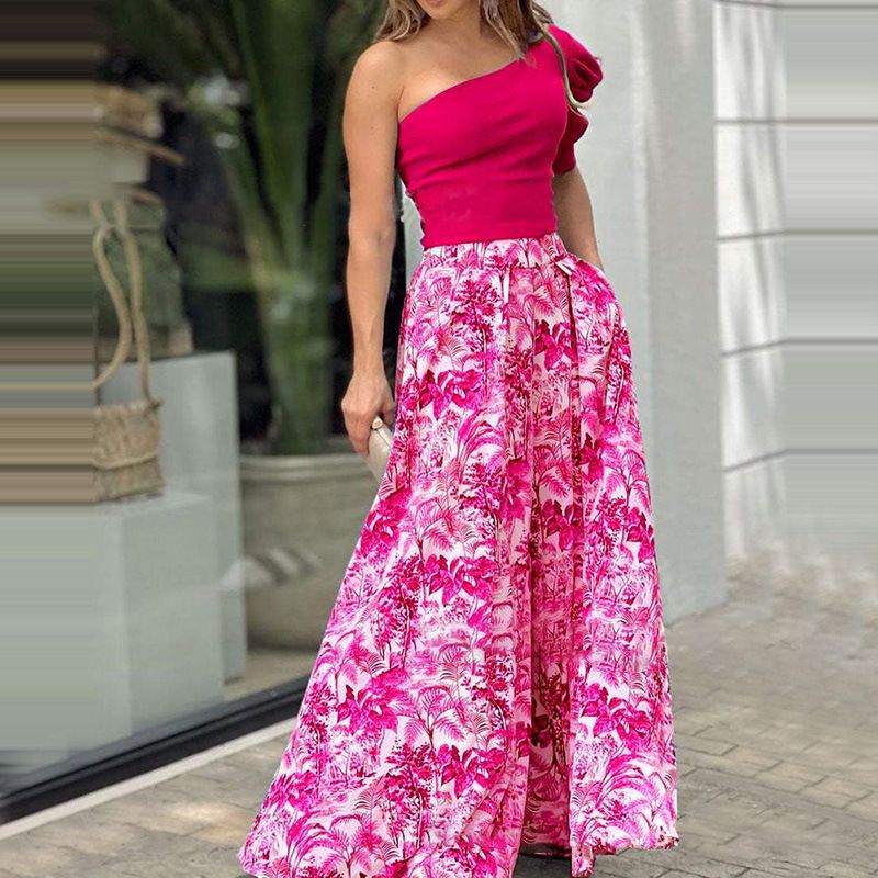 Damenbekleidung Eleganter Pendlerdruck Mode Lässiger Anzug Zweiteiliges Set_voghion.com