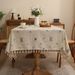 Linen High End Embroidered Tablecloth High End Light Luxury Small Fresh Style Thickened Tablecloth Coffee Table Cover_voghion.com
