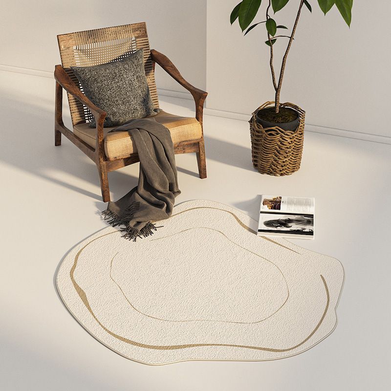 Modern Irregular Round Rug – Plush Machine-Washable Polyester Carpet For Bedroom, Living Room & Dressing Area, Custom Sizes Available​_voghion.com