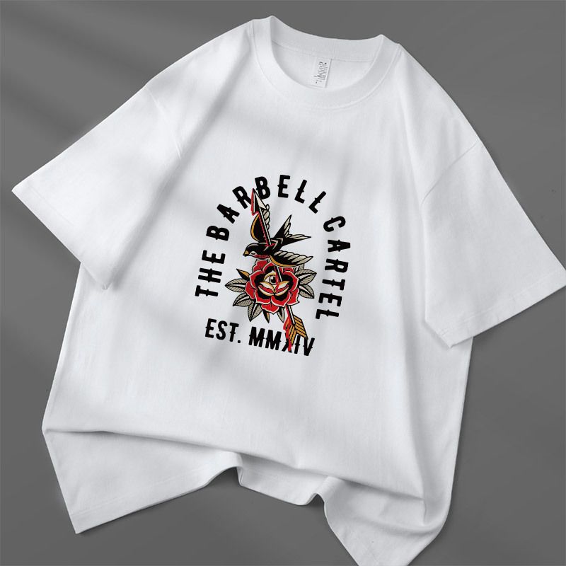 Camiseta de hombre 100 % algodón de 250 g con cuello redondo, hombros sueltos y manga corta, estampado casual_voghion.com