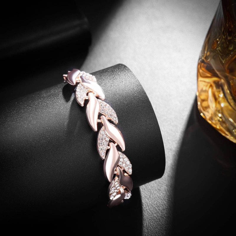 Designer Gold Leaf Bracelet Fashion K Gold Wedding Jewelry Women's diamond bracelet_voghion.com